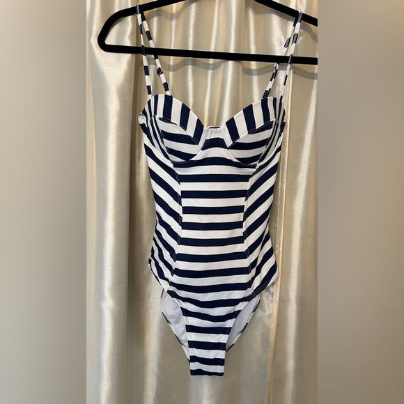 OndadeMar Other - OndadeMar Navy and White Striped Nautical Once Piece Bathing Suit Size Medium